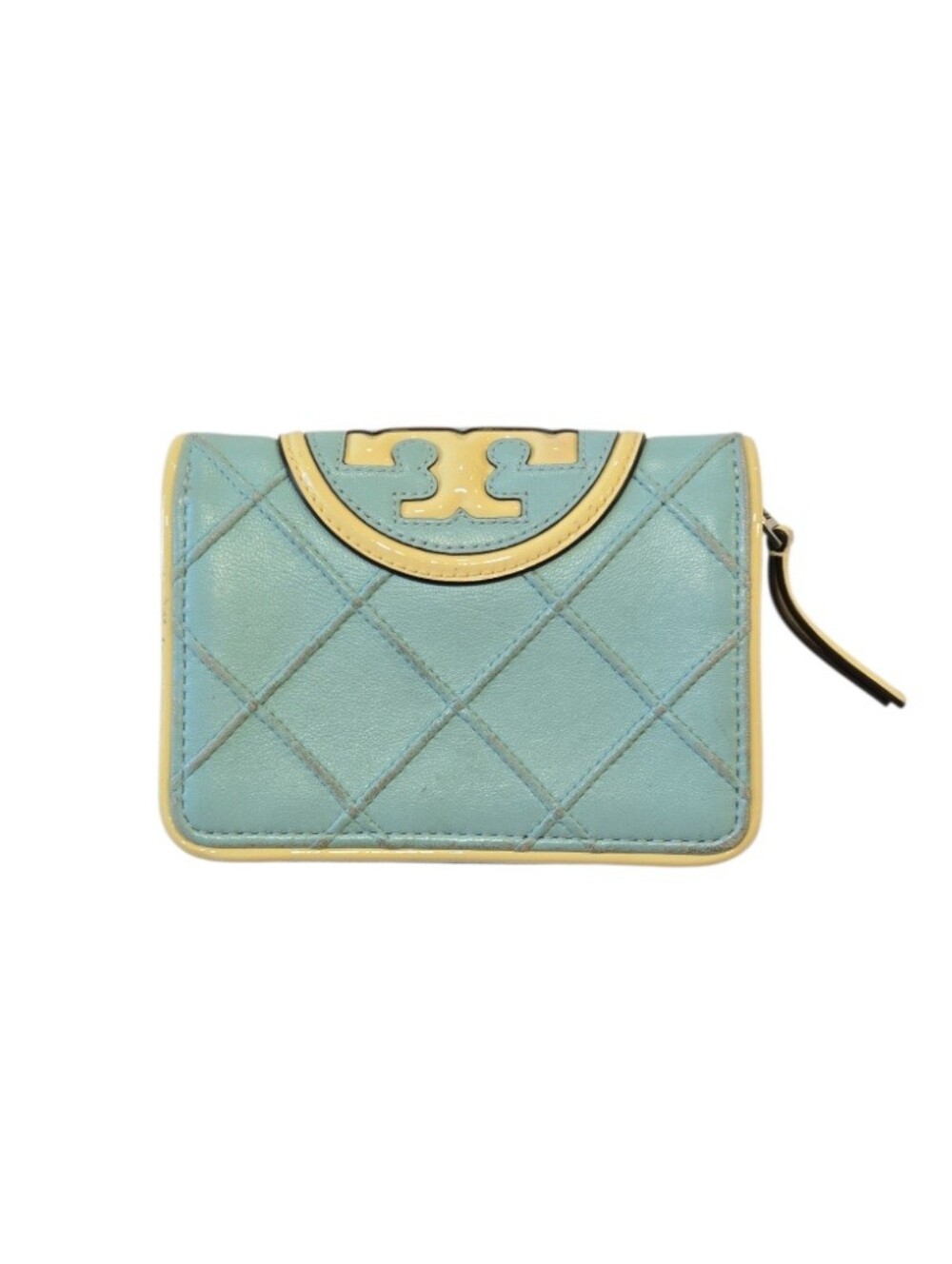 Tory Burch Quilted Aqua Leather Wallet - Picture 2 of 16